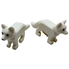 LEGO® Tiere – 2x Polarfuchs in Weiß mit schwarzen Augen Tierfigur Winter Fuchs