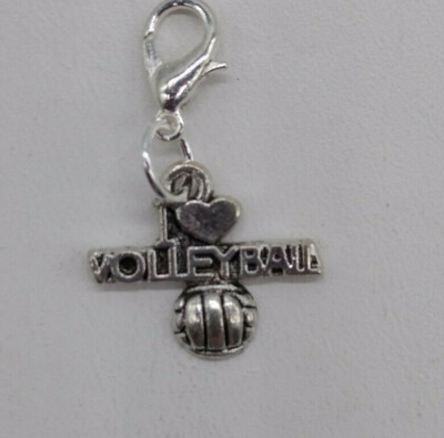 1pc or 10pc ''I Heart Volleyball'' Zipper Pull/ Charm/ Pendant/ Keychain Bulk Gift