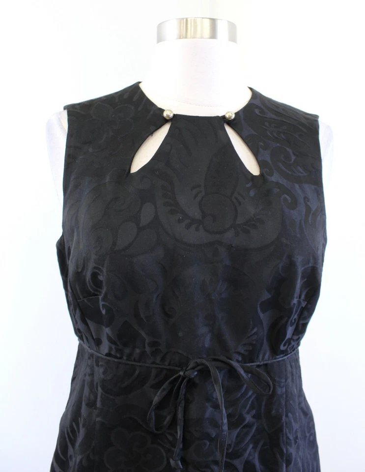 Vestido Milly of New York Negro Paisley Repujado Escote Recortado Talla 6 Cóctel Foto 3 de 4