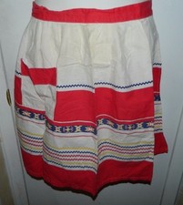 Vintage Mid Century Multi-Color Southwestern Design Cotton Blend Apron