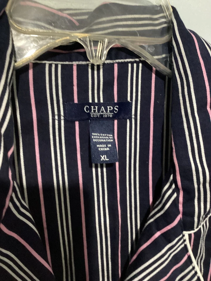 Camisa/vestido de noche Chaps XL a rayas 100 % algodón defecto para mujer Foto 2 de 4