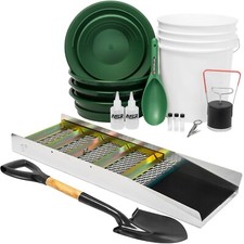 ASR Outdoor 27" Flared Aluminum Sluice Box 5 Gal Bucket Gold Panning Kit 18pc