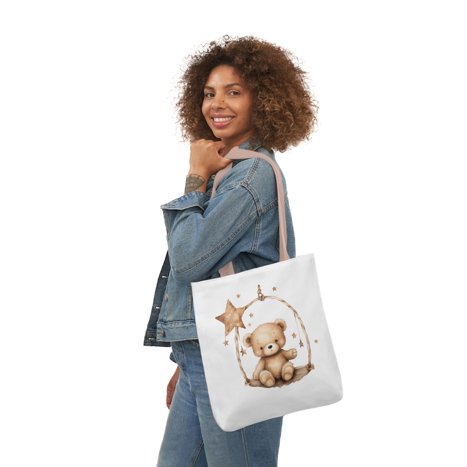 Brown Teddy Bear Polyester Canvas Tote Bag (AOP)