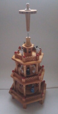 Vintage Wood  Christmas Windmill Carousel Nativity 3 Tier