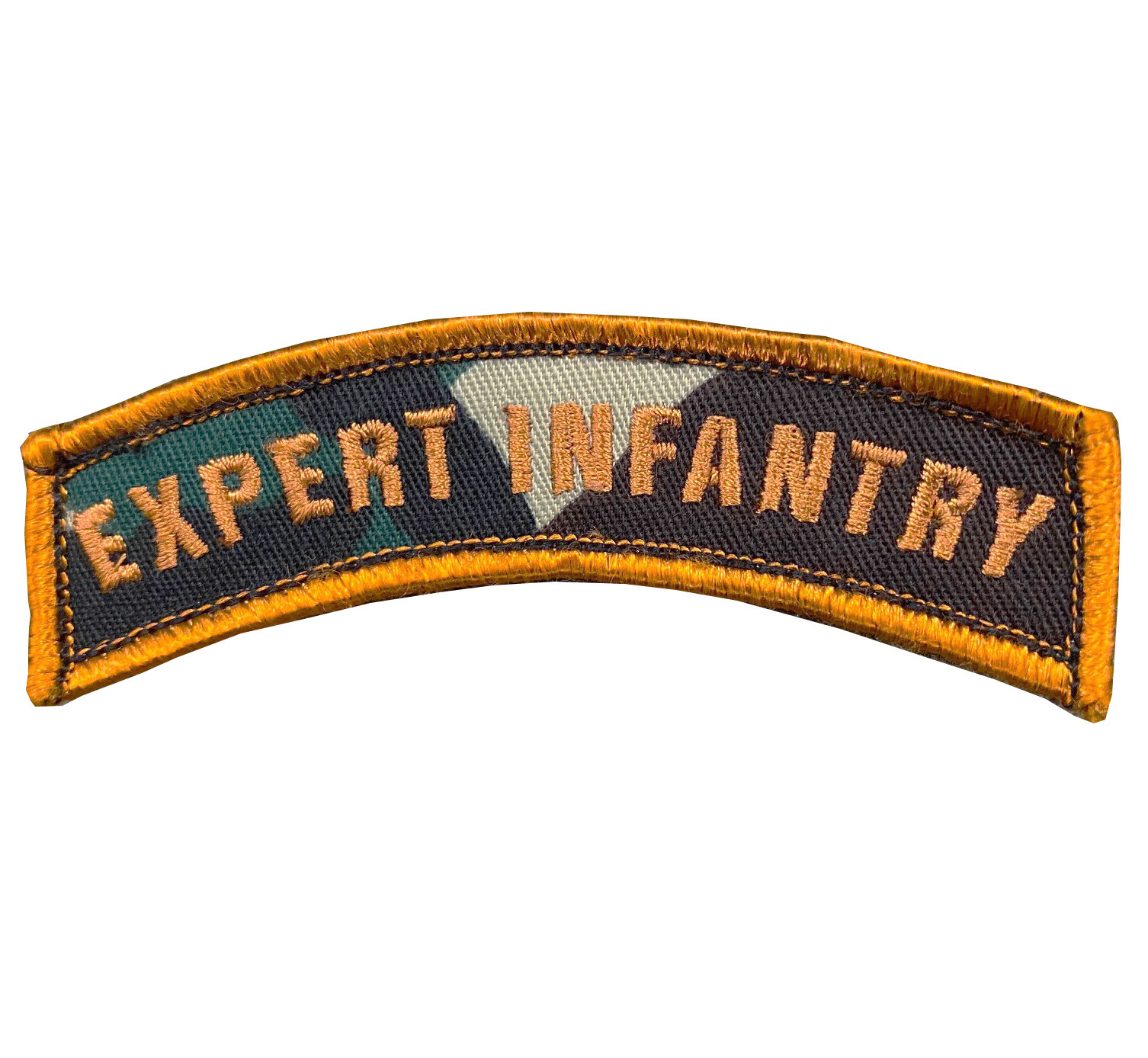 Expert Infantry Tab - Gold Brown Camo - US Army 11B - H&L Backed- US Army Grunt 