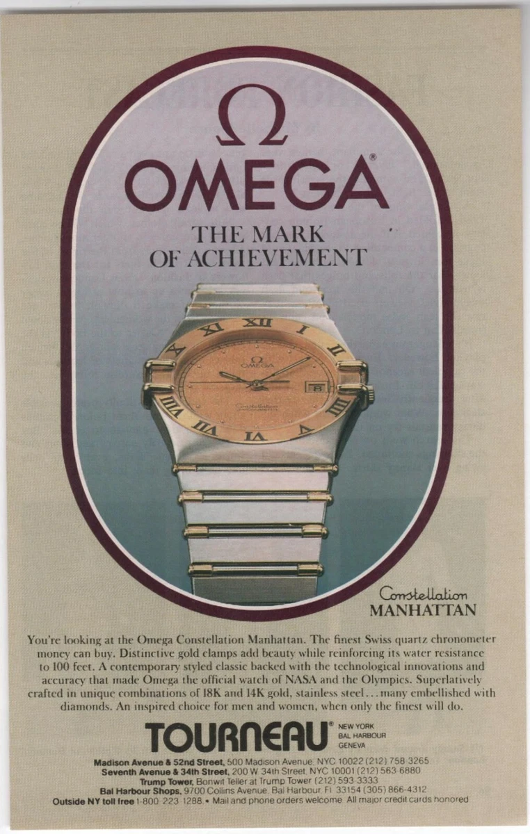 Vintage 1980 s Omega Constellation Manhattan Men s Watch 1985 Art AD eBay