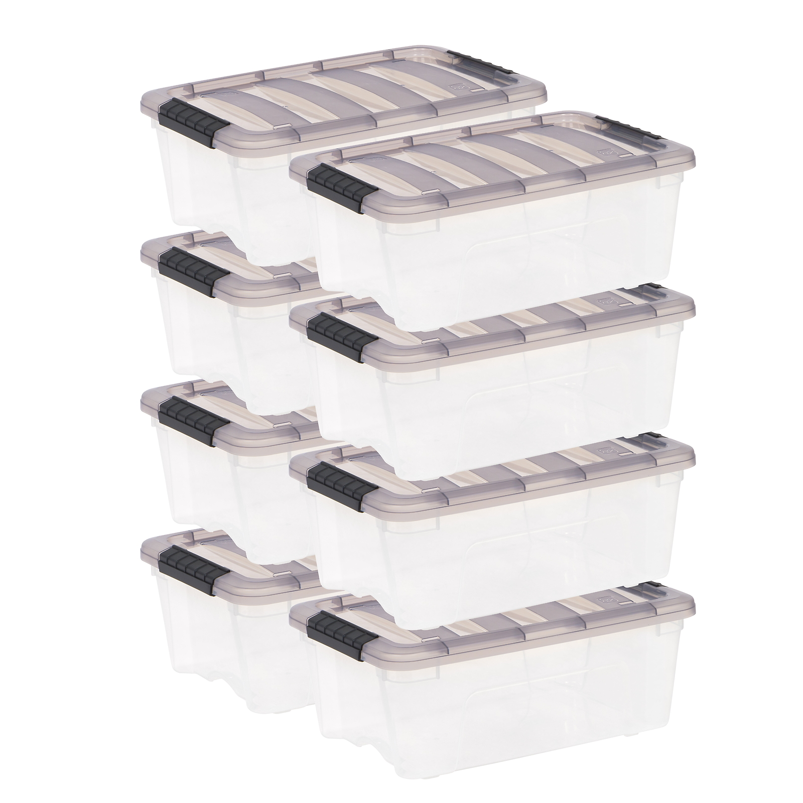 8 Pack IRIS 13 Qt. Plastic Storage Bins with Lids, Stackable Storage Containers