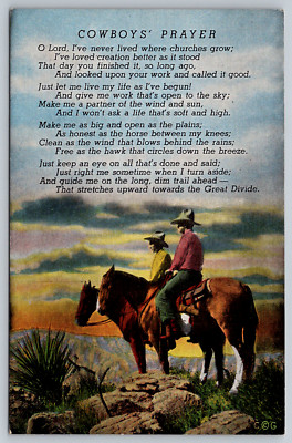 c1940s Cowboys' Prayer Milwaukee WI E.C. Kropp Co Postcard