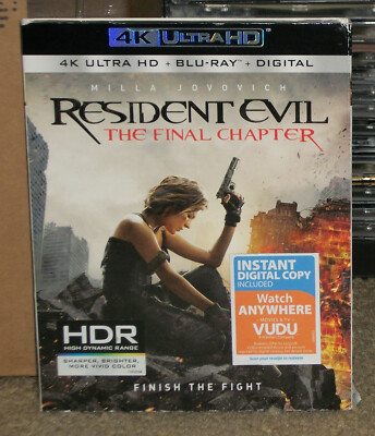 Resident Evil The Final Chapter 4K Ultra HD + Blu-ray New With Slipcover
