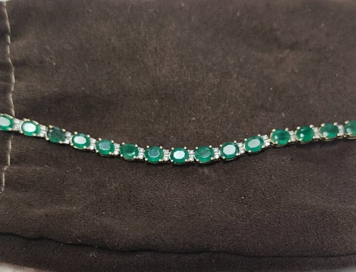 Pulsera EFFY oro 14 quilates verde esmeralda y diamantes talla 7 1/4 Foto 2 de 4