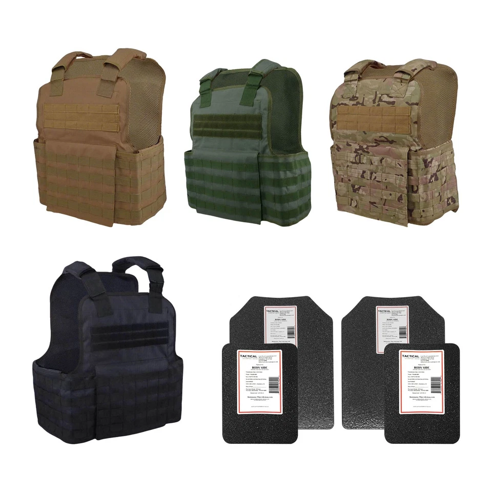 TACTICAL SCORPION GEAR Tactical Scorpion 4Pc Level III+ / AR500 Body Armor Plates 11x14 Muircat Vest
