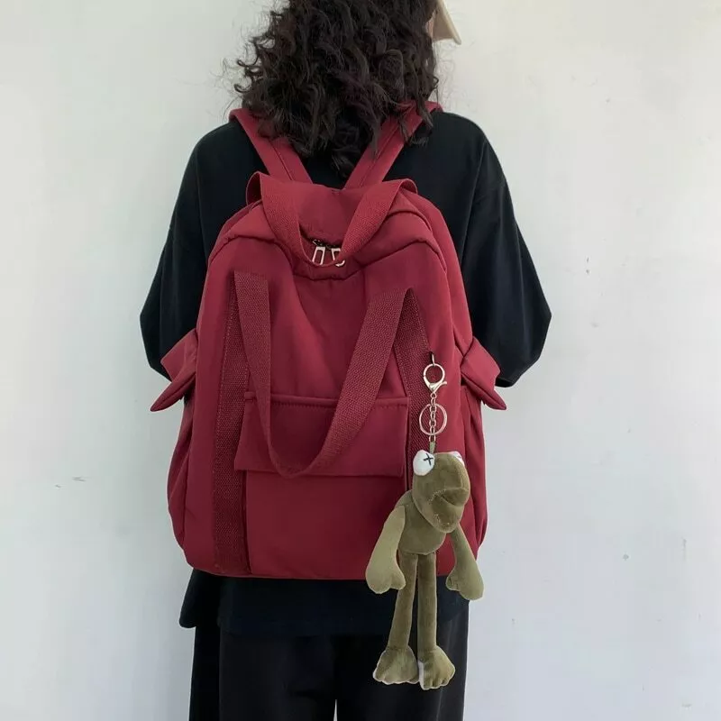 Mochila De Nailon Impermeable Para Mujer Bolso Morral Escolar