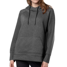 Green Tea Women's Quilted Charcoal Gray Hooded Pullover Hoodie Large