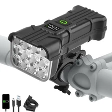 1800mAh Waterproof Bicycle Bike Lights Super Bright Front Headlight Rechargeable