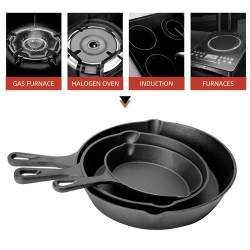 Non Stick Frying Pan 3-Piece Set Cast Iron Steak Skillet Cookware Cook Frypan AU - Picture 6 of 10
