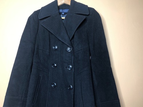 AK Anne Klein Women's Size XS Black Peacoat Wool Blend Fitted Long Sleeve - Picture 6 of 12
