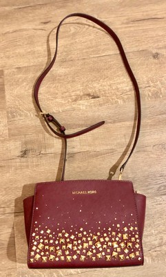 michael kors selma medium metallic leather crossbody