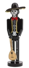 Wood Halloween Nutcracker,14",MAN &GUITAR,DIA DE LOS MUERTOS,DAY OF THE DEAD,MAR