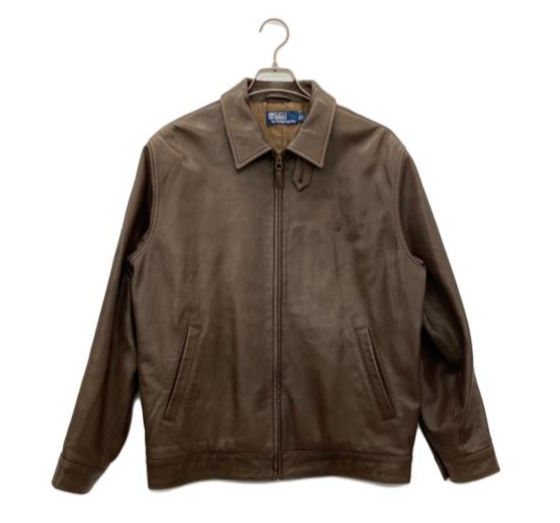 Polo Ralph Lauren Giacca Pelle Biker Pony Logo Uomo Taglia L Marrone