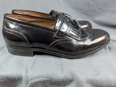 Florsheim Black Leather Tassle Kiltie Loafers Mens Size 11 EEE S10