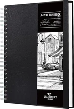 A4 Sketchbook, Hardcover Sketch Book with 200GSM Thick Paper, Spiral Bound Sketc
