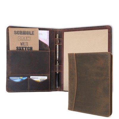 Leather Portfolio Organizer Professional Leather Padfolio for Men and A4 Docu...