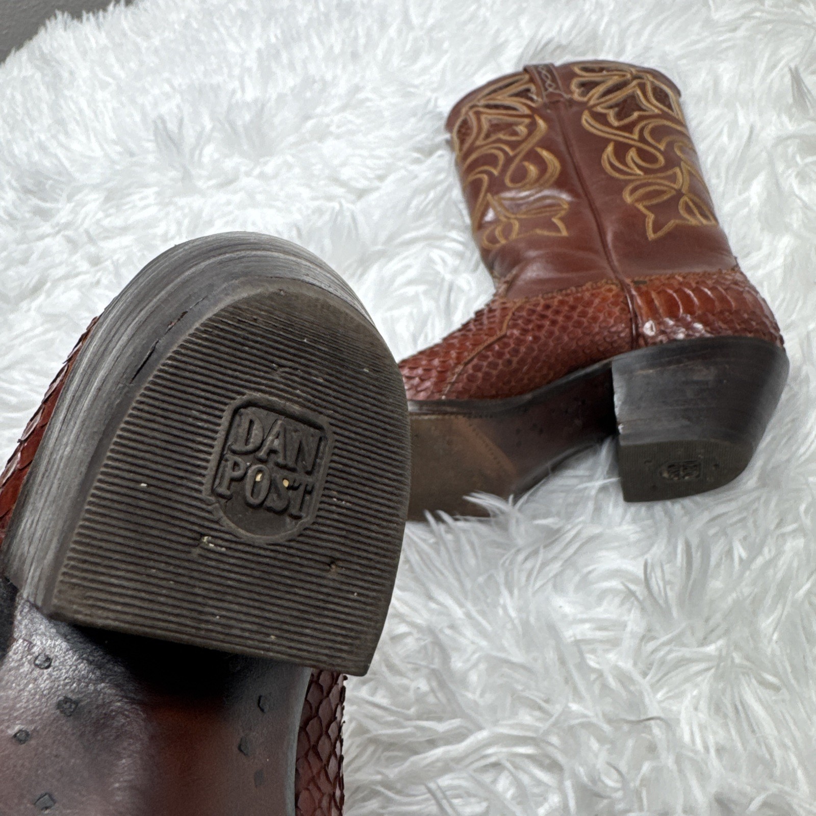 Vintage Dan Post Brown Front Cut Python Cowboy Bo… - image 7