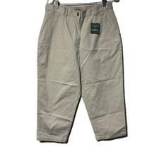 Vintage L.L. Bean Khaki Cropped Pants High Rise Barrel Mom Fit 14 Reg Preppy NWT