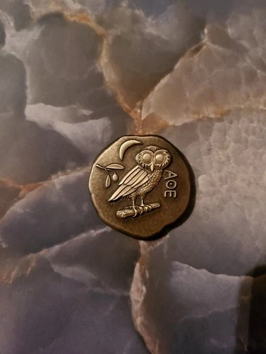 1 oz Silver Round .999 Fine AOE Owl Antiqued Ancient Style