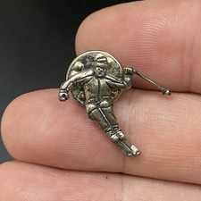 Vtg Skier Man Person Skiing Hat Lapel Pin Souvenir