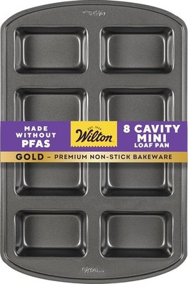 Wilton Gold Non-Stick Mini Loaf Pan 8-Cavity PFAS-Free Steel Dishwasher