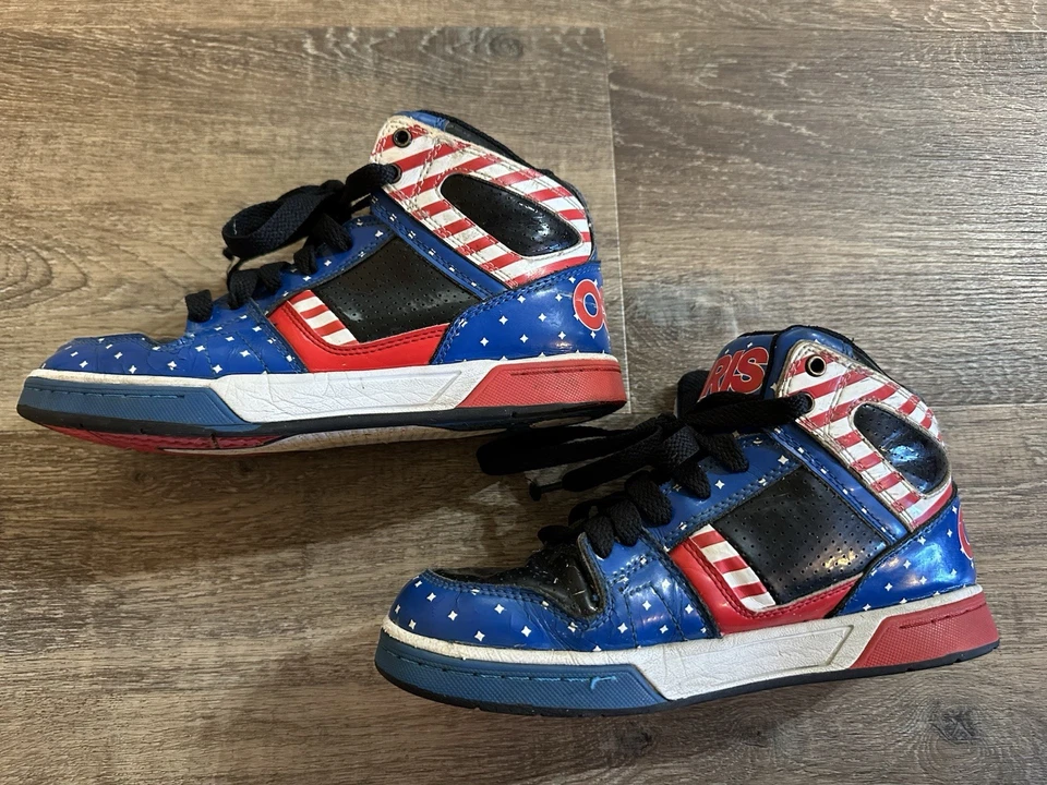Osiris Tenis Zapatos de Skate Niños Talla 4.5 Bandera Americana Mandíbula Medio Tobillo De Colección Y2K Foto 4 de 4