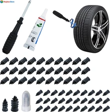 60 Pcs Rubber Tire Nail Repair Kit Screw In Tire Plugs for Car Motorcycle Jeep T