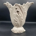 MCM Red Wing Ivory /Brown Wipe Vase 9 In. Tall Excellent Condition
