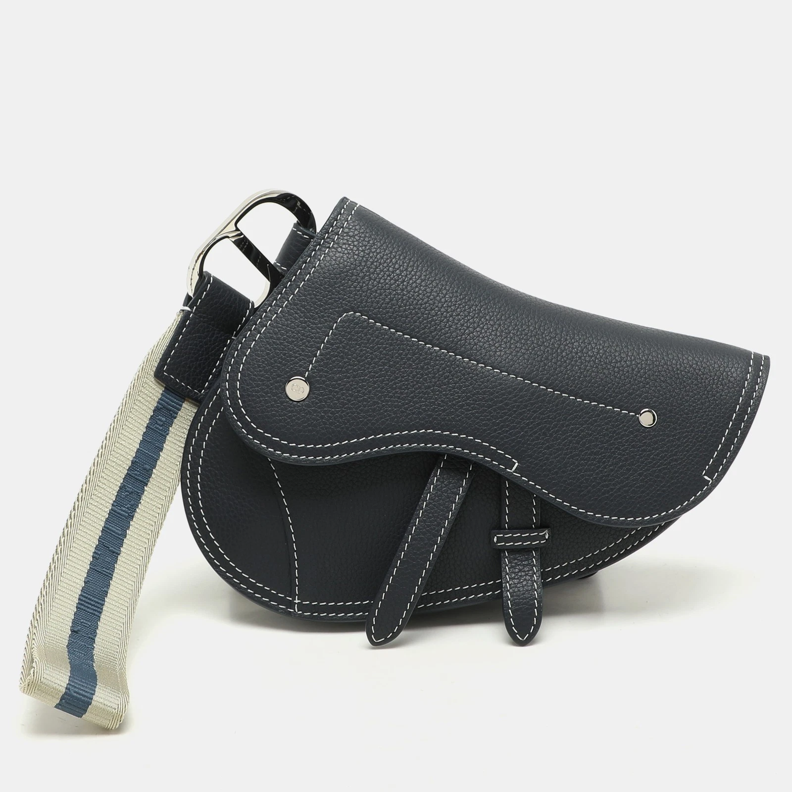 Pochette pochette selle cuir bleu Dior