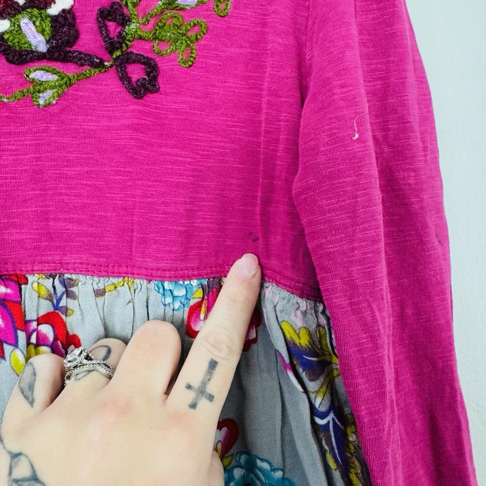 Mimi And Maggie Pink Floral Long Sleeve Hi Low Dress Girls Size 6 - Image 2 of 4