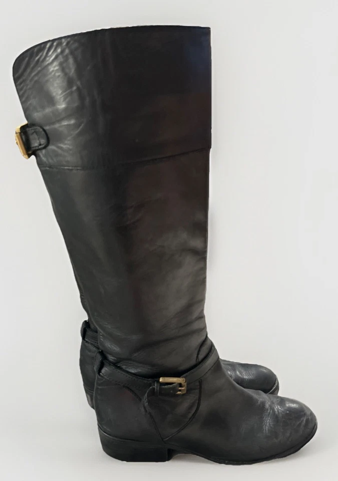 Lauren Ralph Lauren Melora Black Leather Tall Riding Boots Vintage Style Size 7B - Image 4 of 4