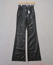 Old Navy Faux Leather Pants Women's Higher High-Rise Flare Black Sz 0