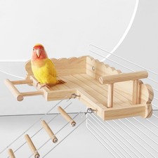 Bird Perch with Ladder Cage Accessories Wood Stand Exercise Toy for Conures