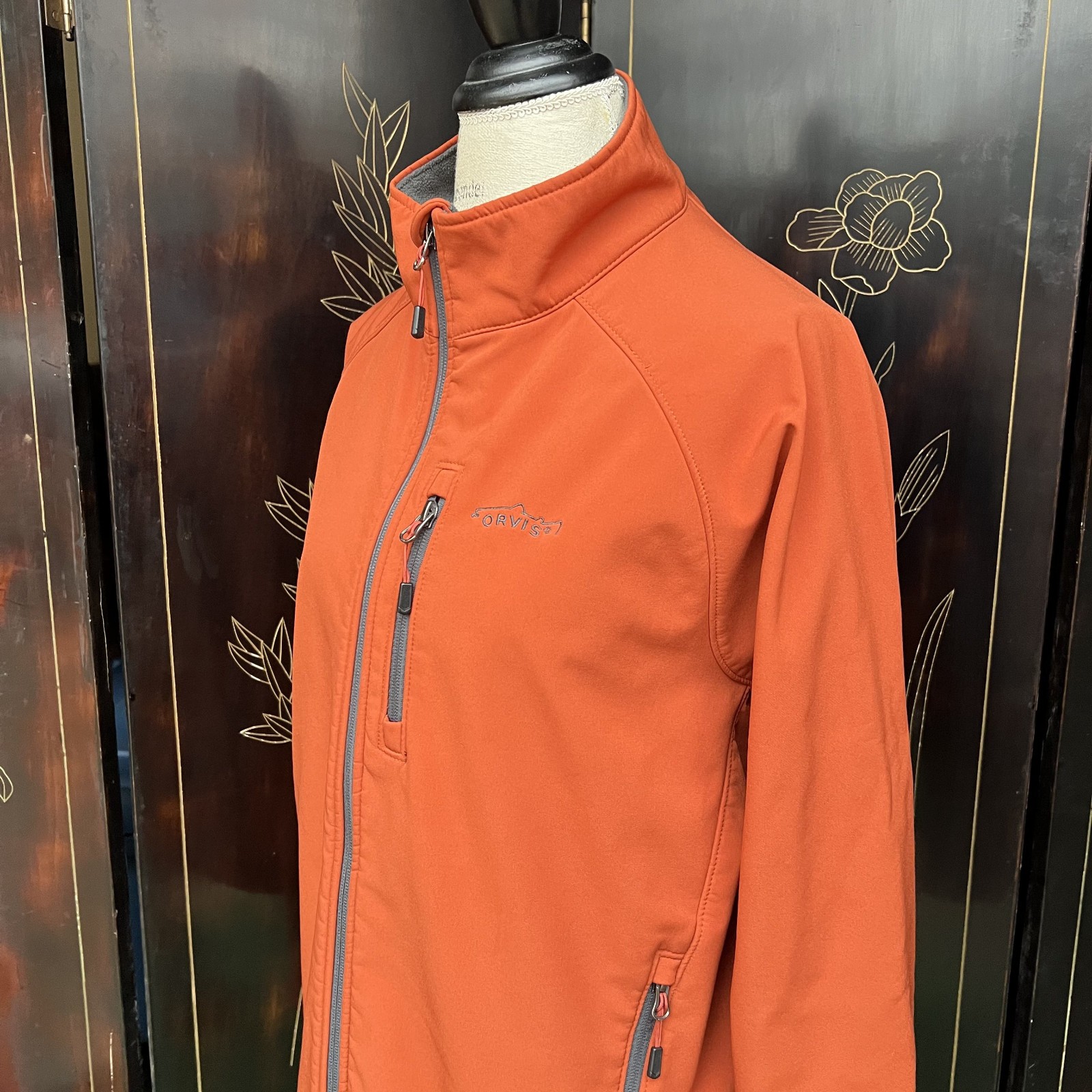 Orvis Orange Softshell Full Zip Jacket Size Medium - image 15