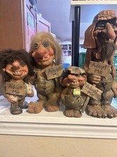 Set of 4 AS Ny Form Trolls (Hooded Bearded) Made In Norway