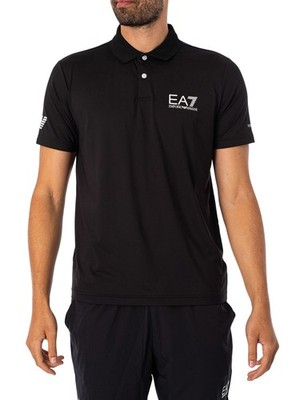 EA7 Herren Poloshirt Ventus mit Logo auf der Brust, Schwarz