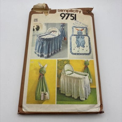 1973 SIMPLICITY #6134 #9751 CUTE BASSINET SKIRT-DIAPER STACKER PATTERN