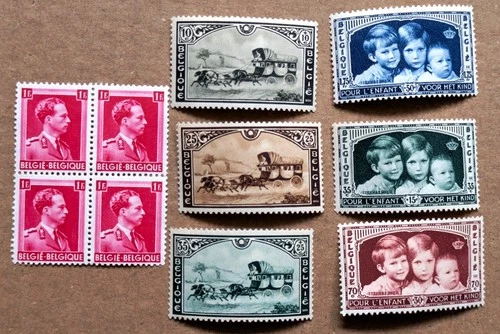 Belgium 1936 1f King Leopold III block, 1935 children, 1935 stamp exhibition MNH - product listing photo
