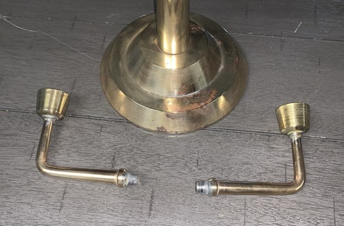 A3 Vintage schwerer 6 armiger Skandinavier ? KIRCHENLEUCHTER KERZENLEUCHTER MASSIV MESSING - Bild 11 von 24