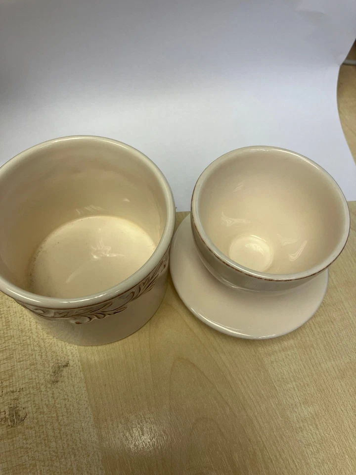 Vintage Ceramic Butter Dish with Lid Ornate Design - #3227 - Image 4 of 4