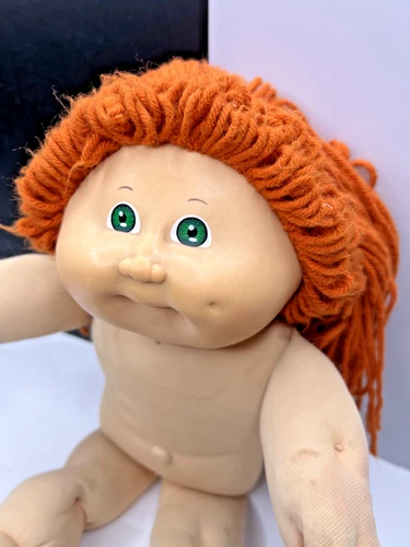Vintage 1982 Cabbage Patch Kids Doll Green Eyes Red Hair No Clothes Dimple Used