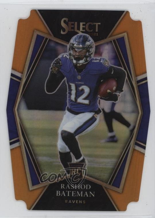 2021 Panini Select Premier Level Orange Prizm Die-Cut 52/249 Rashod Bateman 7sd