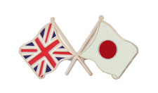 Japan Flag & United Kingdom Flag Friendship Courtesy Pin Badge