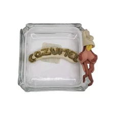 VTG Crisa Glass Cozumel Mexico Souvenir Ashtray Adult Funny Butt Cigar Cigarette